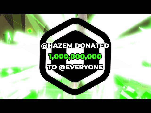 HAZEM MADE A ROBLOX PLS DONATE WORLD RECORD! (1B ROBUX DONATED)