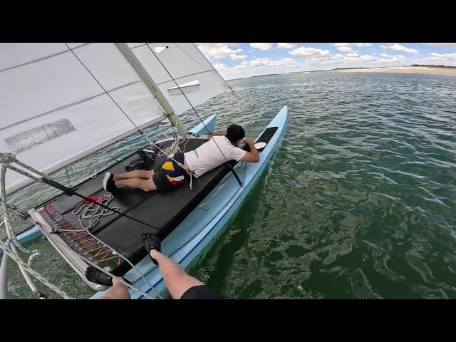 Sailing Hobie 16 on Amistad Reservoir