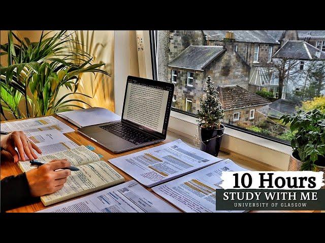 10 HOUR STUDY WITH ME | Background noise, 10-min Break, No music, Study with Merve