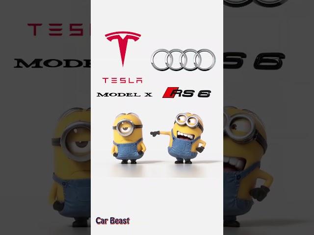 Audi RS6 vs Tesla Model X minions style funny#status #tiktok #funny #trending #foryou #asmr #car