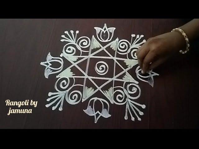 4*2 dots rangoli#fridaymuggulu#karthikamasam rangoli design#simple rangoli by jamuna