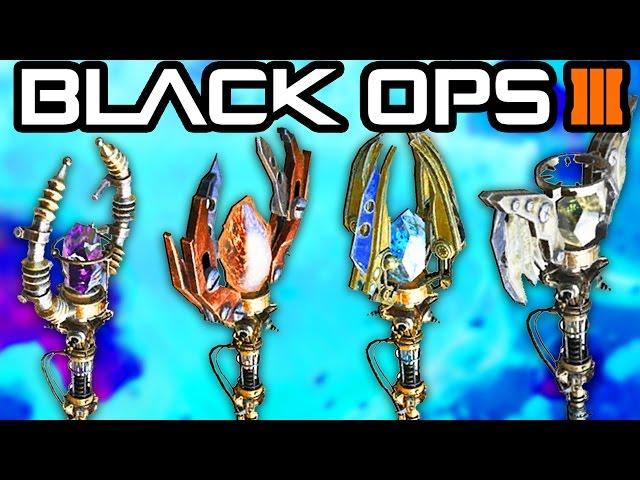 BO3 ORIGINS ALL STAFFS & UPGRADES GUIDE: ICE, FIRE, WIND & LIGHTNING UPGRADES! (Zombies Chronicles)