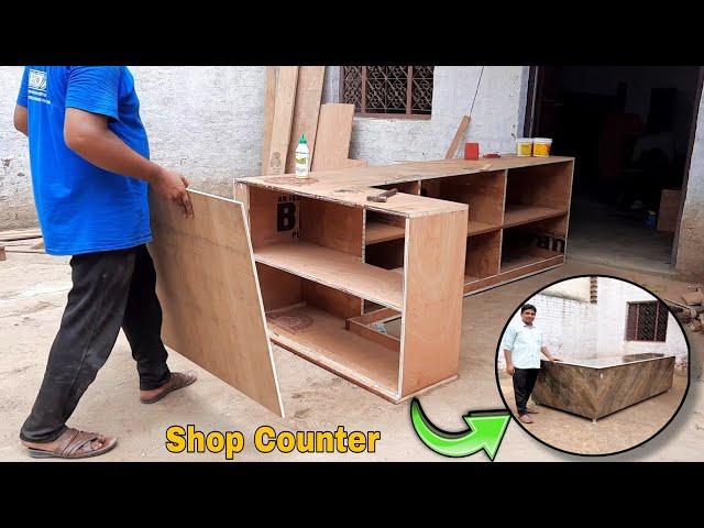 How to build beautiful plywood shop counter size 96"×48" at home in 2 Days|plywood|दुकान का कांउटर