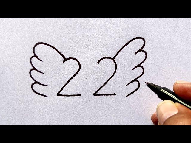 Flying Parrot Drawing Easy for beginners | 22 Number Drawing