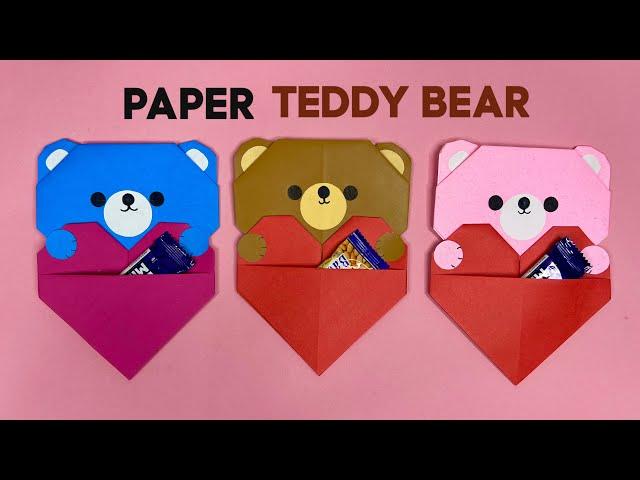 ORIGAMI PAPER TEDDY BEAR WITH HEART/Paper Teddy Bear Craft/DIY Paper Teddy Bear/Teddy Bear Tutorial