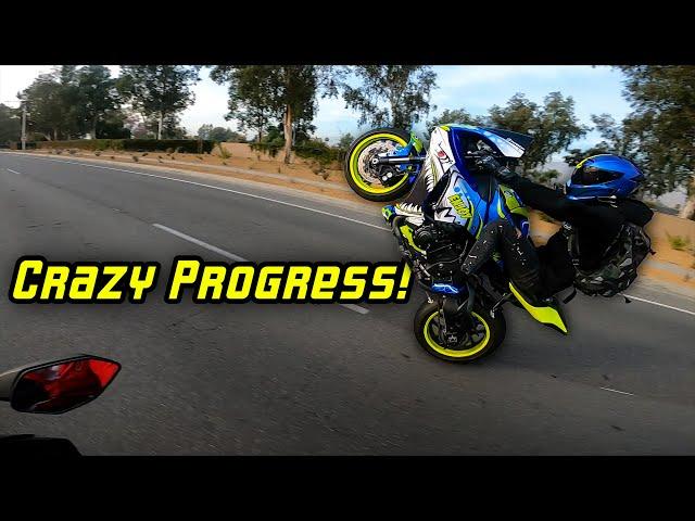 Learning to wheelie a Yamaha R1 (finally using back brake)