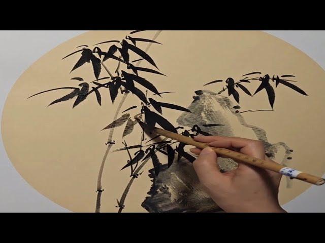 Bamboo vs Rock- Chinese Ink Wash Painting