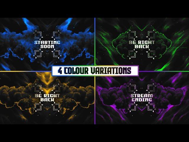 4 Colour Variations | Animated Stream Overlay | Animated OBS/Streamlabs Overlay | Stream Layout 