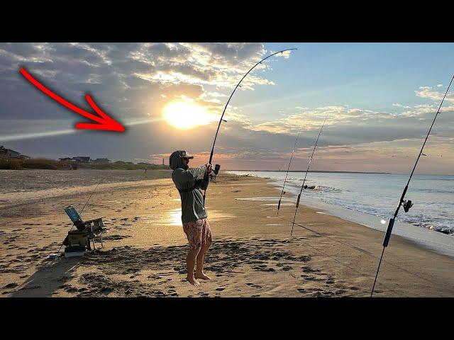 NC Surf Fishing IS ON FIRE - Surf Fishing With Fresh Shrimp