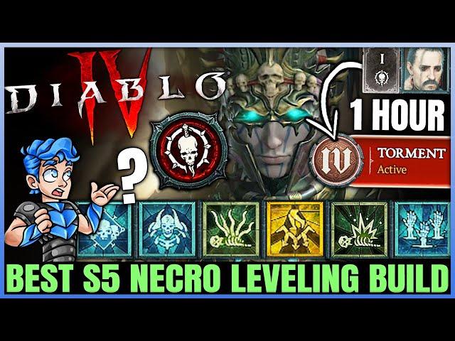 Diablo 4 - New Best Necromancer Leveling Build - Season 5 FAST 1 to 70 - Skills Gear Uniques Guide!