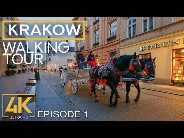 City Walk along the Streets of Krakow, Poland - 4K City Walking Tour with City Sounds - Episode #1