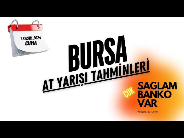 1 Kasım 2024 Cuma BURSA At Yarışı Tahminleri