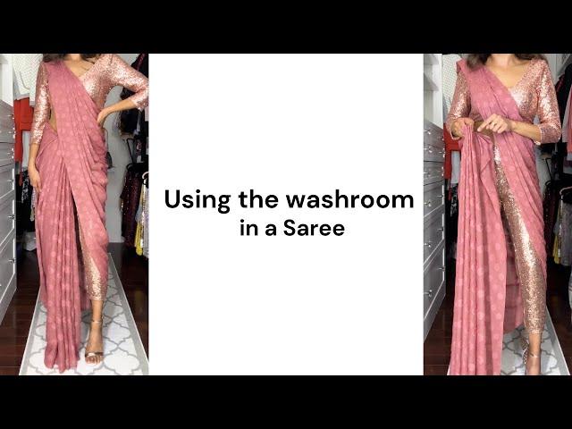 Using the washroom in a Saree | lakshmi saree drape | Different Styles of Saree Draping | Tia Bhuva