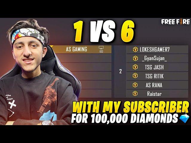 My 6 Subscribers Challenge Me For 1 Vs 6  100,000 Diamond  Challenge - Garena Free Fire