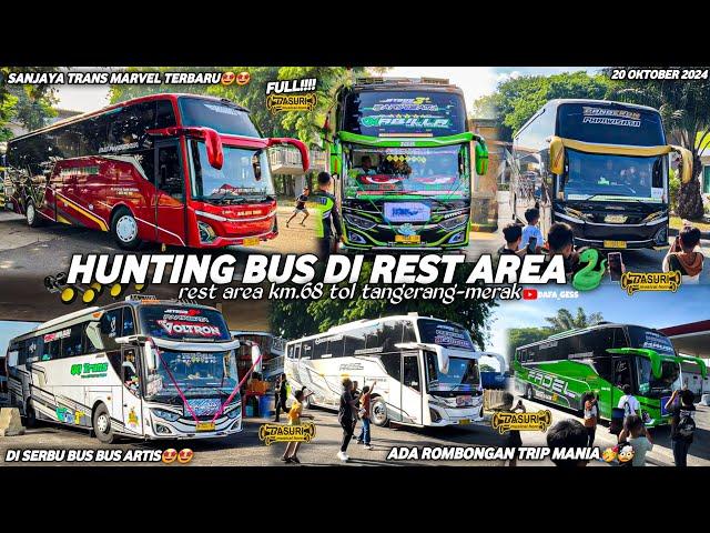 FULL BUS TELOLET BASURIhunting bus di rest area km.68 tol tangerang-merakbanyak bus aktor basuri‼️