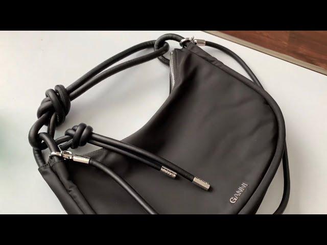 Ganni Knot recycled zip shoulder bag unboxing 가니 노트 숄더백 언박싱 입어보기