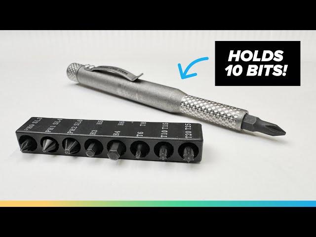 Pocket screwdriver with 10 BIT STORAGE for EDC - CountyComm Titanium Bit Driver