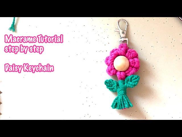 Tutorial Macrame Daisy Keychain Step by step