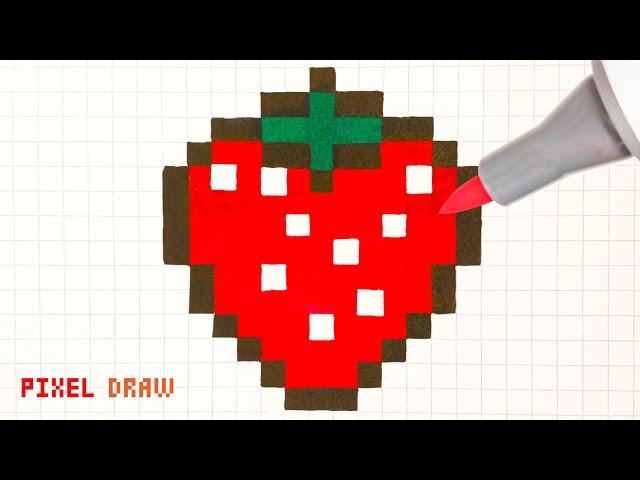 HOW TO DRAW STRAWBERRY STEP BY STEP | STRAWBERRY PIXEL ART TUTORIAL