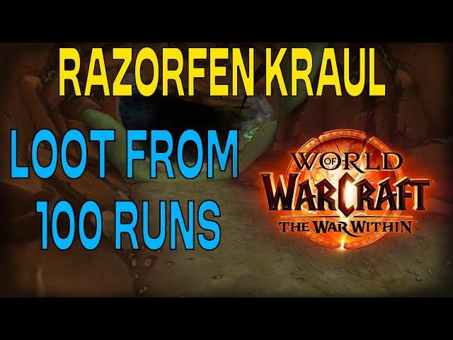 Loot from 100 runs of Razorfen Kraul (Transmog Farm)