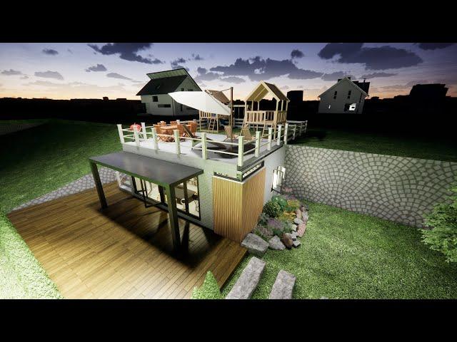 Kids Playground Small House Design (416 ft2 / 38.7 m2)