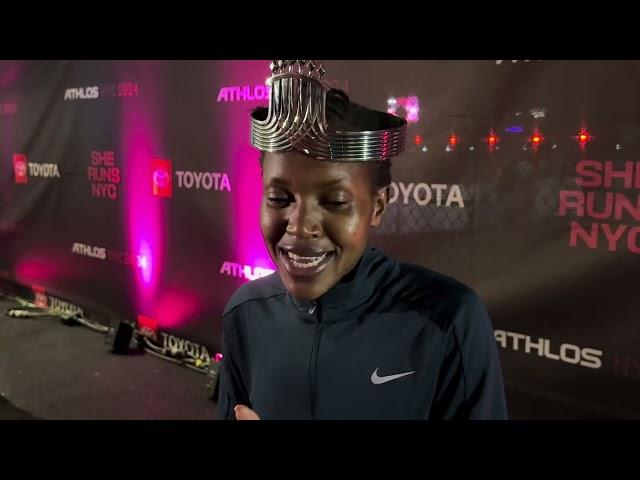 Faith Kipyegon after winning at 2024 Athlos