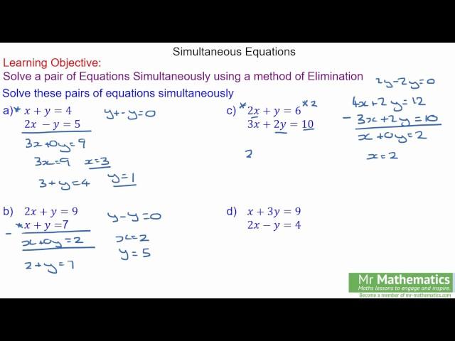 Solving Simultaneous Equations Elimination Method | Mr Mathematics