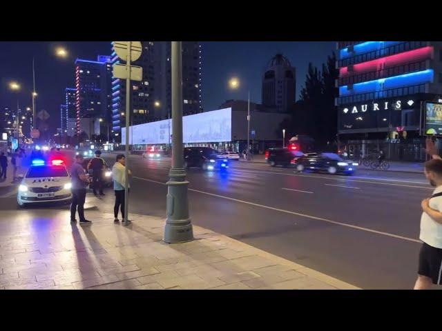 Putin’s Motorcade Driving to Kremlin through New Arbat Street in Moscow, Russia (25th of June, 2022)