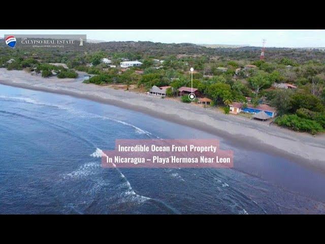 Wide Ocean Front Property for Sale in Playa Hermosa, near Leon in Nicaragua - with Wooden House