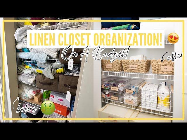 LINEN CLOSET ORGANIZATION I ORGANIZING ON A BUDGET