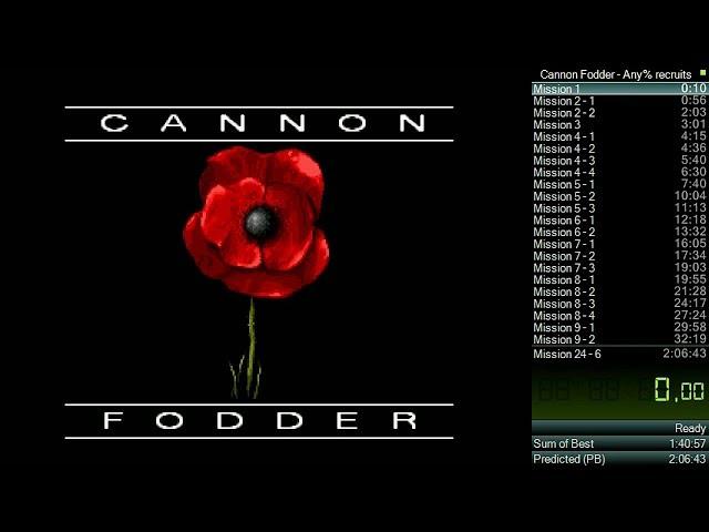 "Cannon Fodder" (Sega Mega Drive, EUR): "Recruits%" speedrun in 2:00:13 [WR]