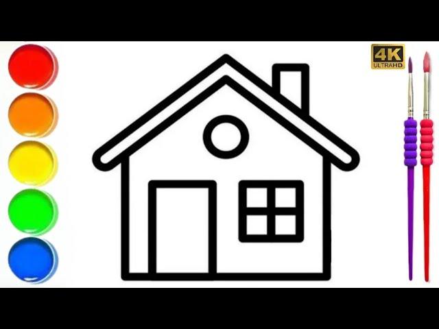 coloring house drawing for kids & toddlers / house drawing easy step by step