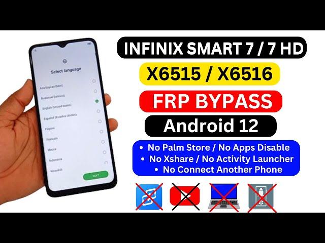 Infinix Smart 7 / 7 HD Frp Bypass Android 12 | Infinix X6516 X6515 FRP Unlock / Gmail Account Bypass