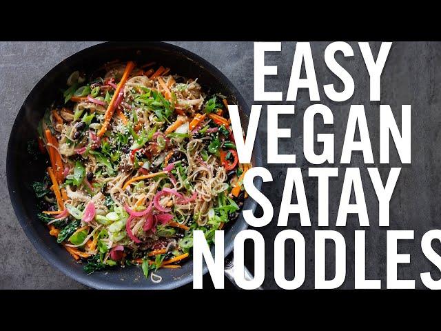 5 MINUTE PEANUT SATAY NOODLES in 7 MINUTES! QUICK EASY VEGAN