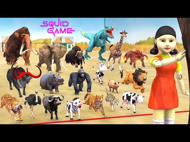 Animals Dinosaurs vs Squid Game Doll Red Light, Green Light Save Cow vs Lion vs Elephant vs Dinosaur