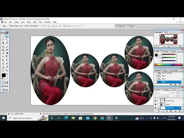 Beautiful girl photo new style cutting and adjusting thumbnail of Adobe Photoshop