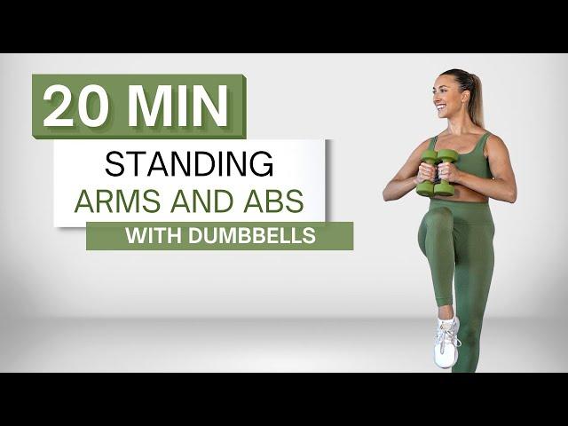 20 min STANDING ARMS AND ABS WORKOUT | With Dumbbells | No Crunches or Planks | No Repeats