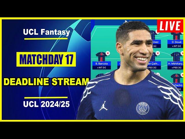 UCL Fantasy Matchday 17: DEADLINE STREAM | Live Q&A | Champions League Fantasy Tips 2024/25