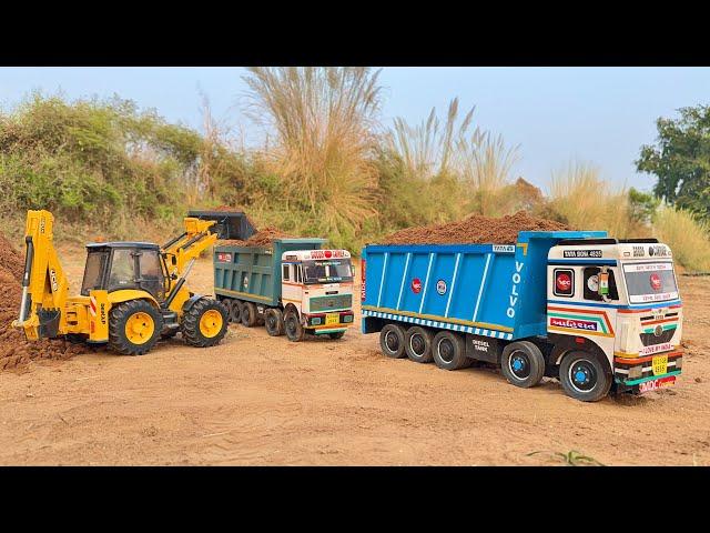 Jcb 5cx backhoe loading mud in Tata truck 2518 and tata tipper truck | jcb cartoon #3