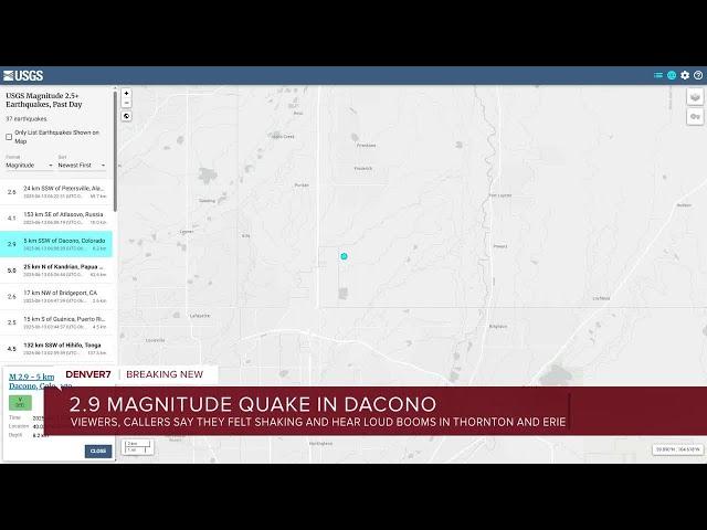 U.S. Geological Survey registers 2.9 magnitude earthquake in Colorado Friday