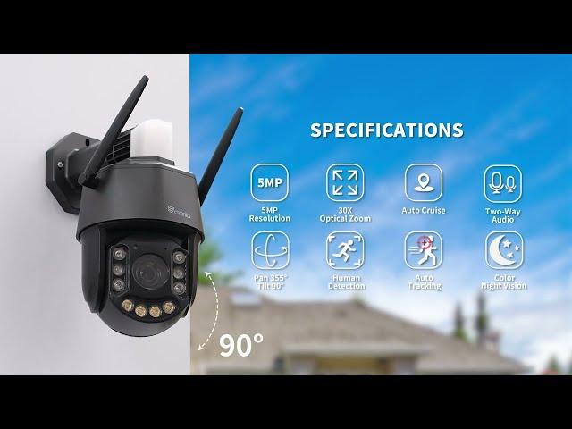 5MP 30X Optical Zoom Surveillance Camera Outdoor WiFi with Preset Position and Cruise Zoom