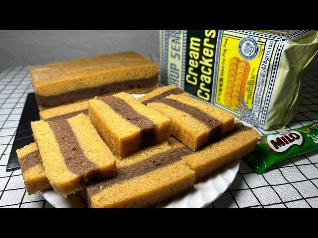 美禄苏打饼蛋糕 | 只须五种材料 放隔夜后更好吃 | Milo Cream Crackers Cake Recipe