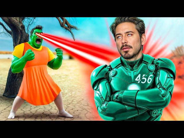 Superheroes vs Squid Game! RED HULK vs Doll by Woohoo Meow!