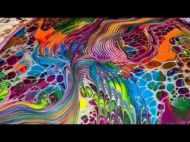 3 Acrylic Pour Techniques in 1 Painting with INSANE Color Pallette  #art #acrylicpouringtechniques