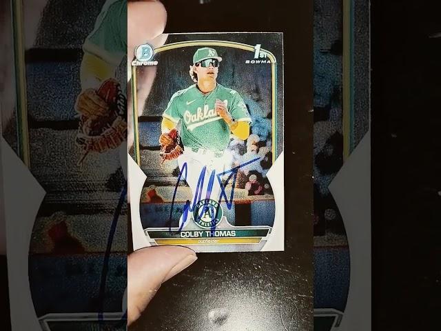 COLBY THOMAS PROSPECT FOR THE OAKLAND A'S BOWMAN FIRST AUTOGRAPH IN PERSON#SHORTS