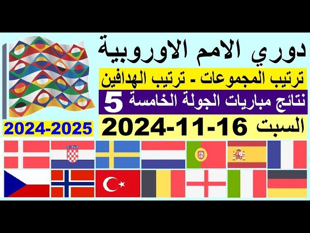 ترتيب مجموعات دوري الامم الاوروبية 2024 وترتيب الهدافين الجولة 5 السبت 16-11-2024