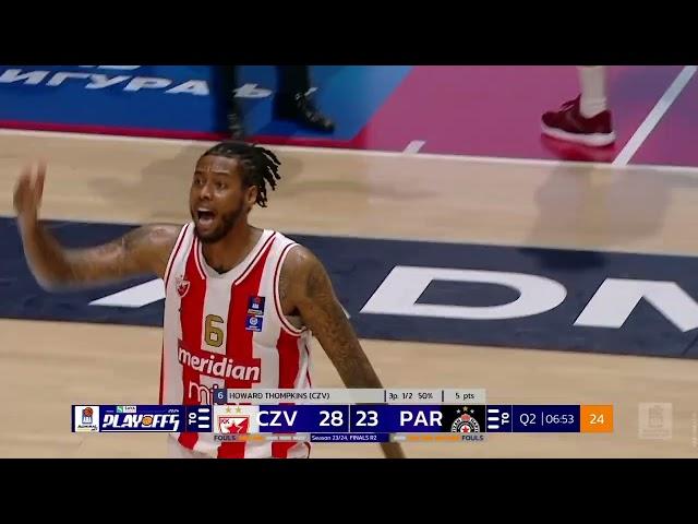 Trey Thompkins' 3-pointer electrifies the crowd in Aleksandar Nikolić Sports Hall (15.5.2024)