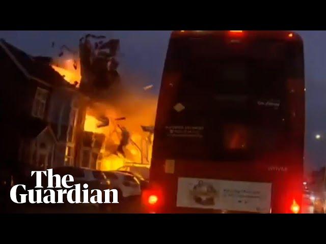 Moment explosion blows up terraced house roof in Ilford