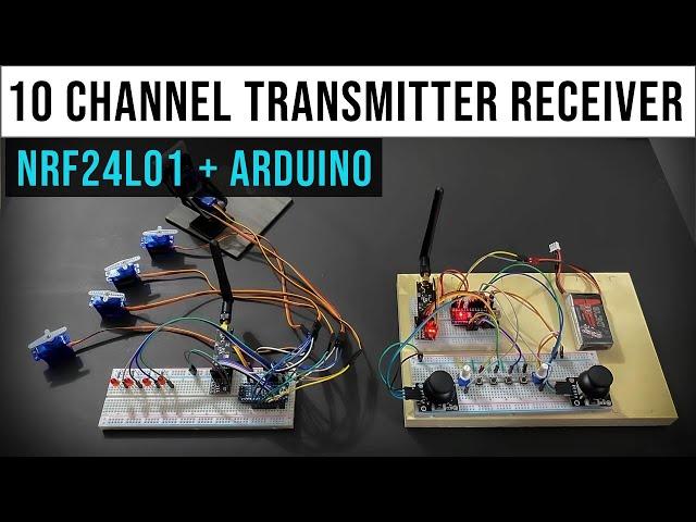 Arduino 10 Channels Wireless Transmitter Receiver | nrf24l01+| DIY 