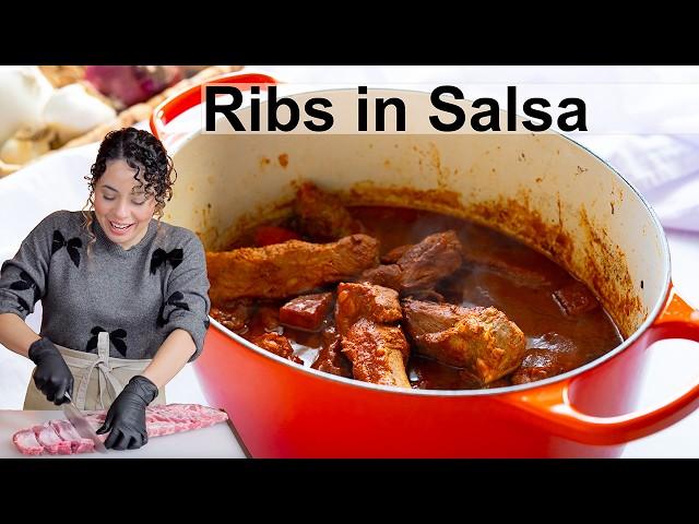 Tender Pork Ribs in Salsa Roja